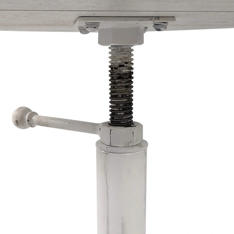 Adjustable Vintage End Table - Driftwood Top & Aged Iron Base