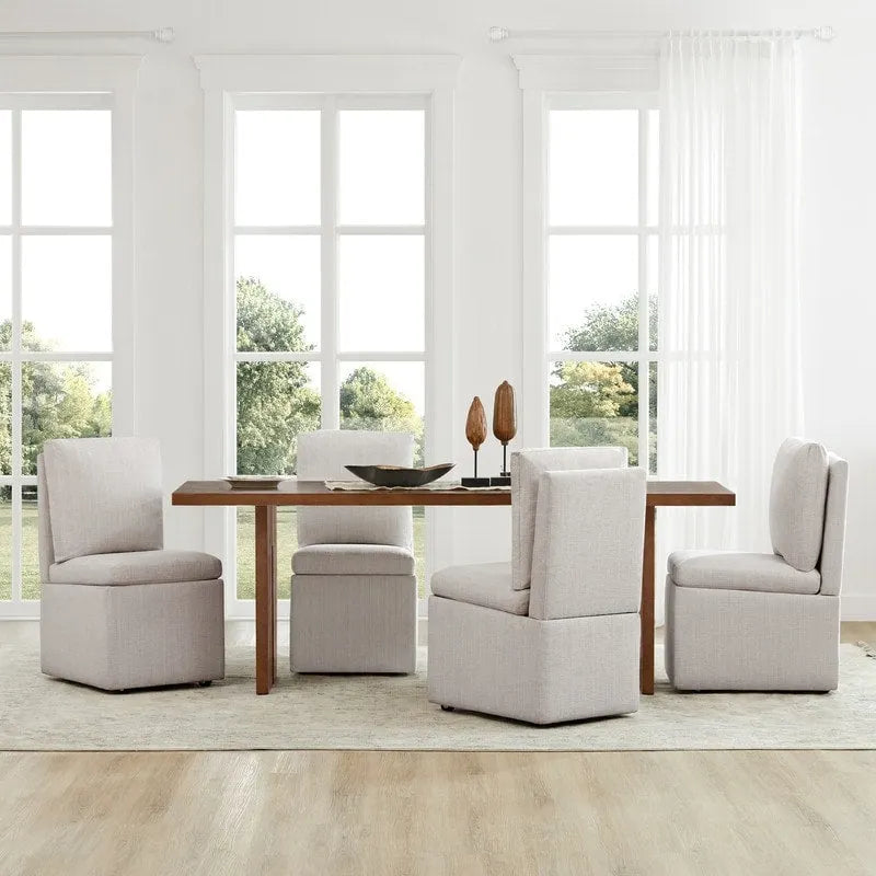 Nathan Dining Chair with Caster & Storage Set of 2 - N/A