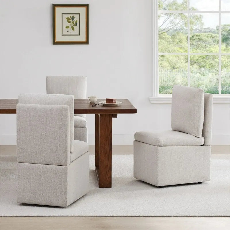 Nathan Dining Chair with Caster & Storage Set of 2 - N/A