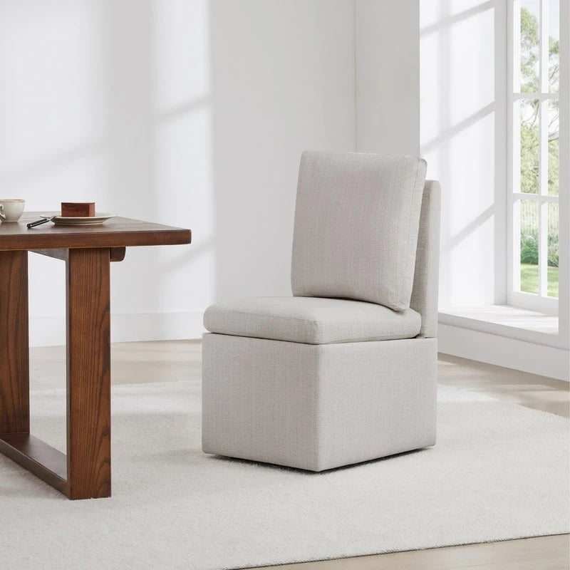 Nathan Dining Chair with Caster & Storage Set of 2 - N/A