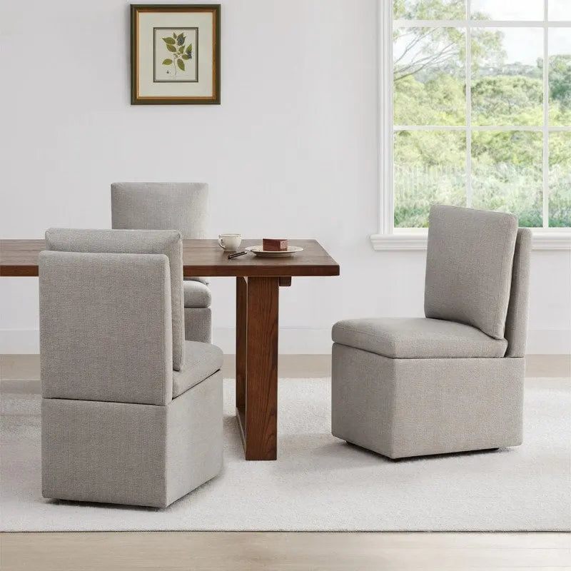Nathan Dining Chair with Caster & Storage Set of 2 - N/A