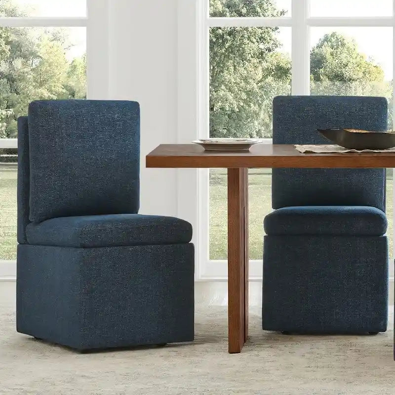 Nathan Dining Chair with Caster & Storage Set of 2 - N/A