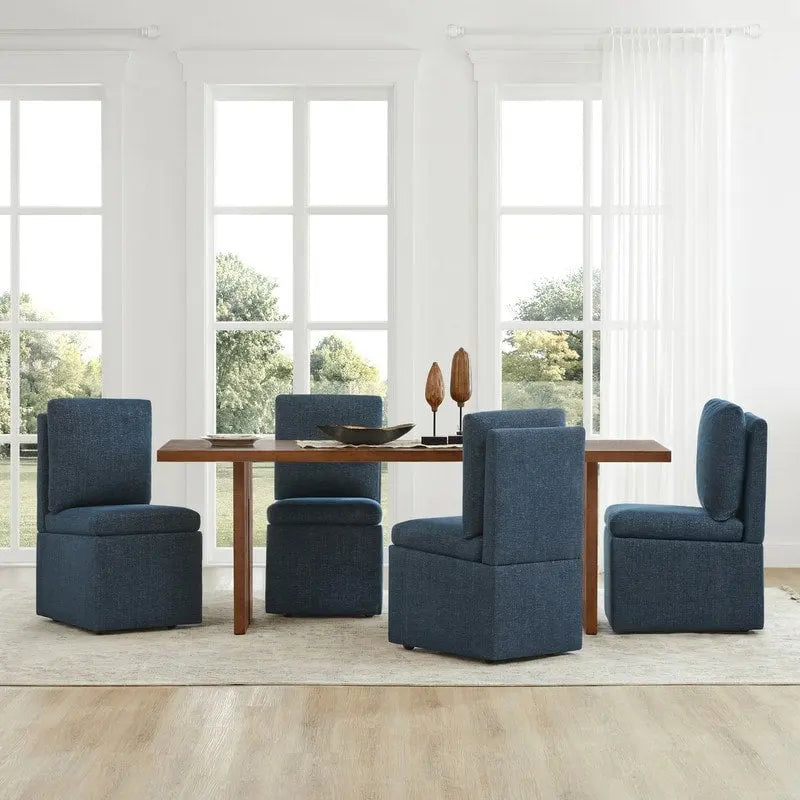 Nathan Dining Chair with Caster & Storage Set of 2 - N/A