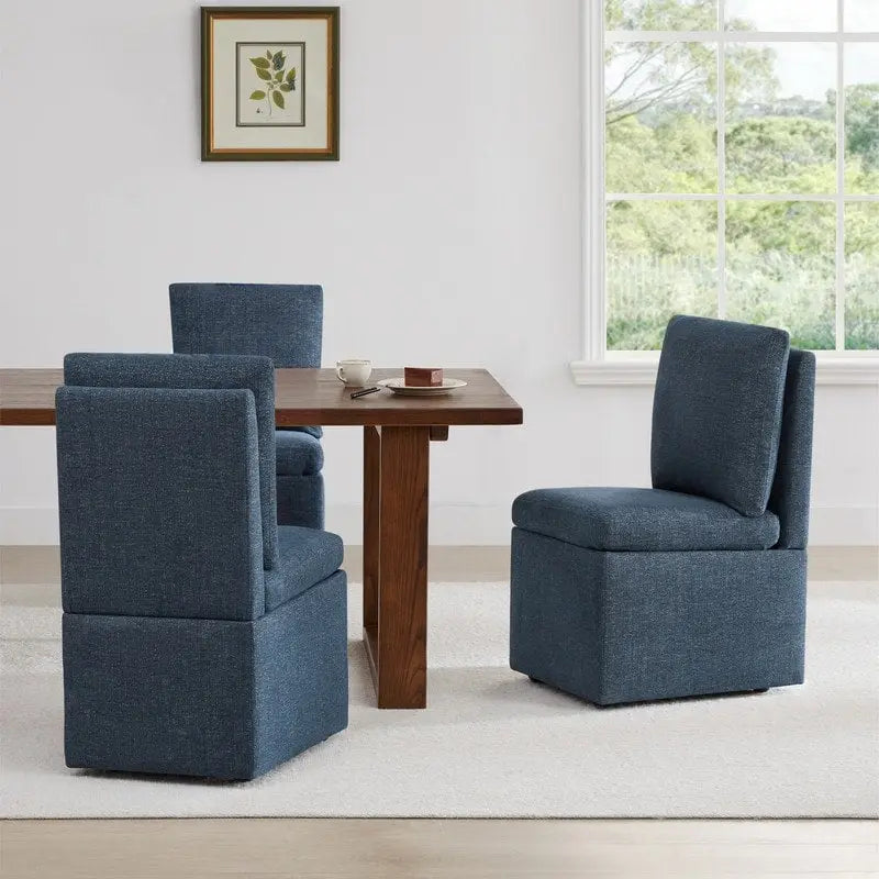 Nathan Dining Chair with Caster & Storage Set of 2 - N/A