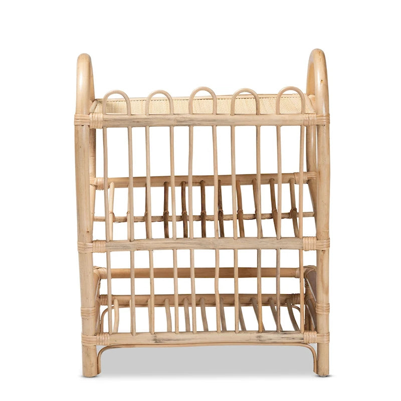 Bohemian Natural Brown Rattan 2-Tier Display Shelf