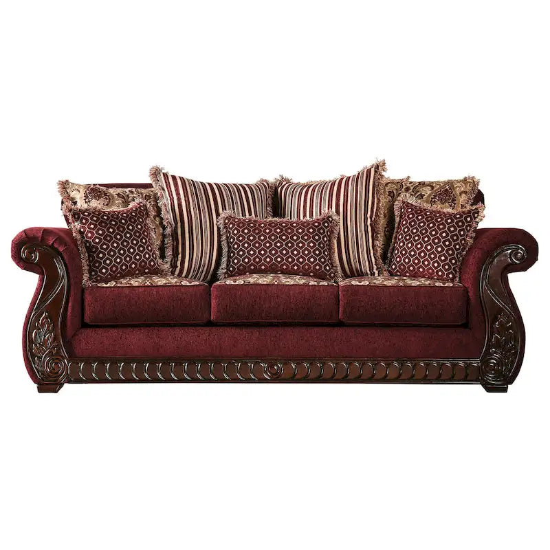 Traditional Fabric Upholstered Rolled Arms Sofa