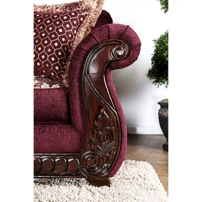 Traditional Fabric Upholstered Rolled Arms Sofa