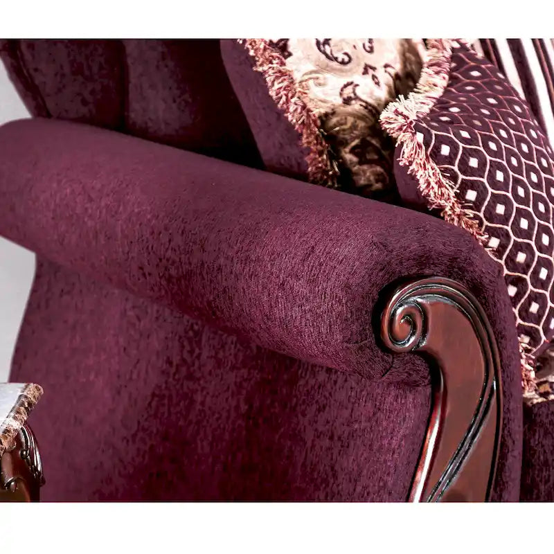 Traditional Fabric Upholstered Rolled Arms Sofa