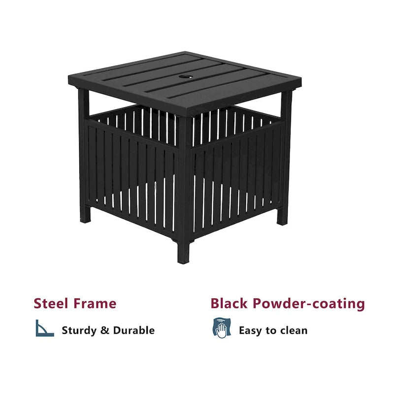 Patio Steel Bistro Leisure Coffee Table with Umbrella Hole