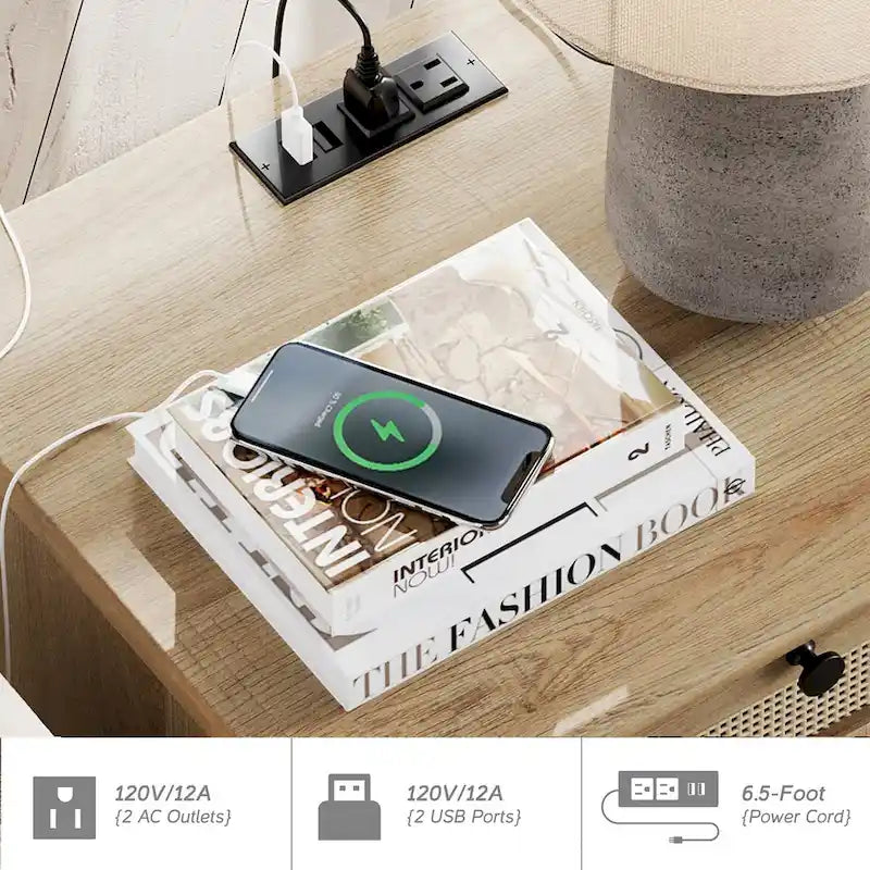 Farmhouse End Table with Charging Station