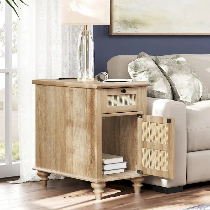 Farmhouse End Table with Charging Station