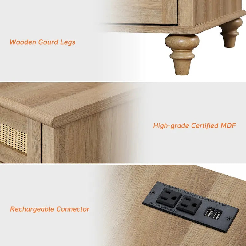 Farmhouse End Table with Charging Station