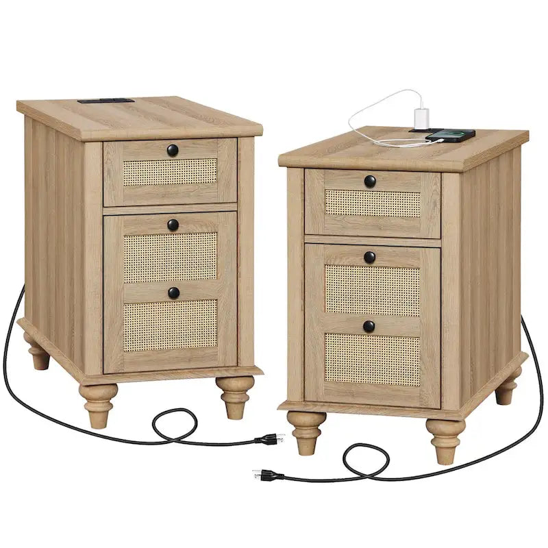 Farmhouse End Table with Charging Station