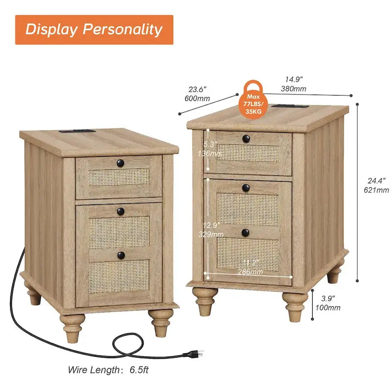 Farmhouse End Table with Charging Station