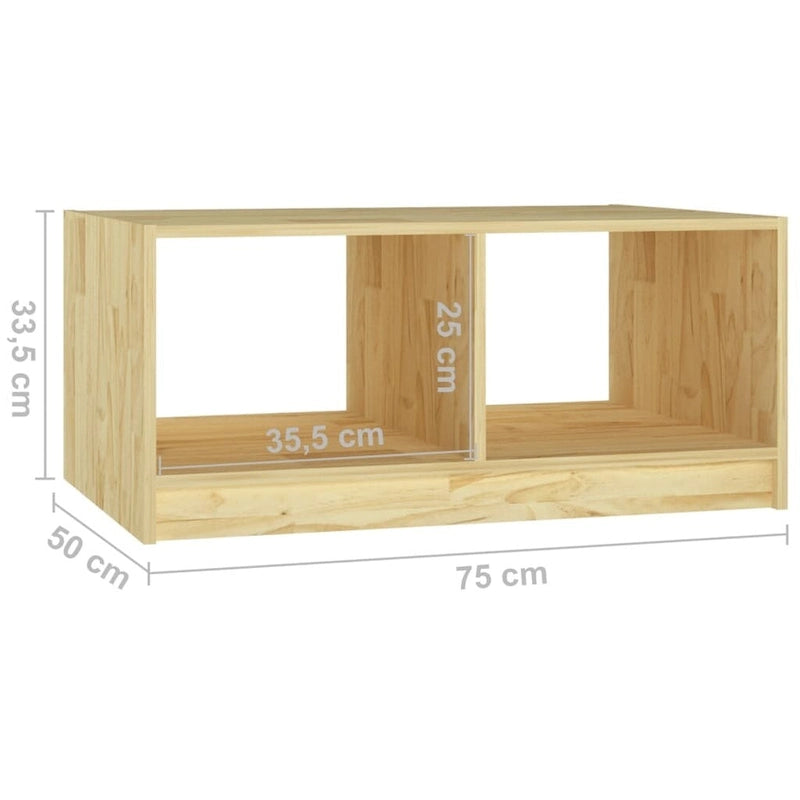 Solid Pinewood Coffee Table - 29.5" x 19.7" x 13.2"
