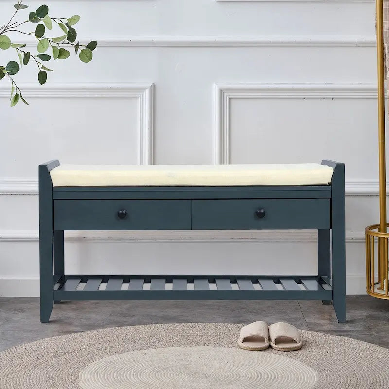 Vintage French Style Wooden Storage Bench, for Indoor Use