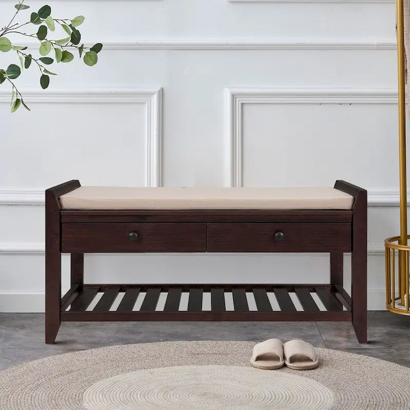 Vintage French Style Wooden Storage Bench, for Indoor Use
