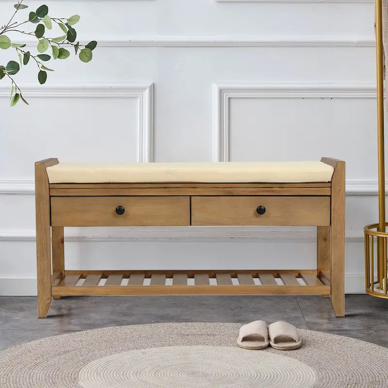 Vintage French Style Wooden Storage Bench, for Indoor Use