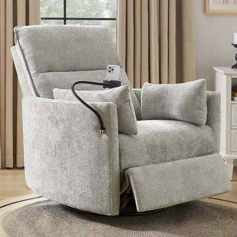 Power Rocking Swivel Nursery Recliner with USB Ports