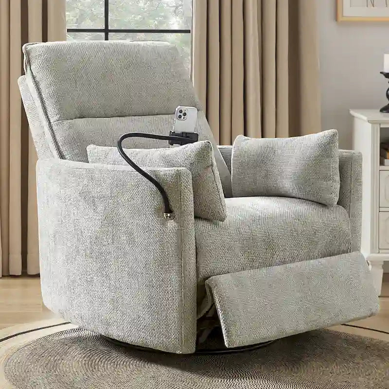 Power Rocking Swivel Nursery Recliner with USB Ports