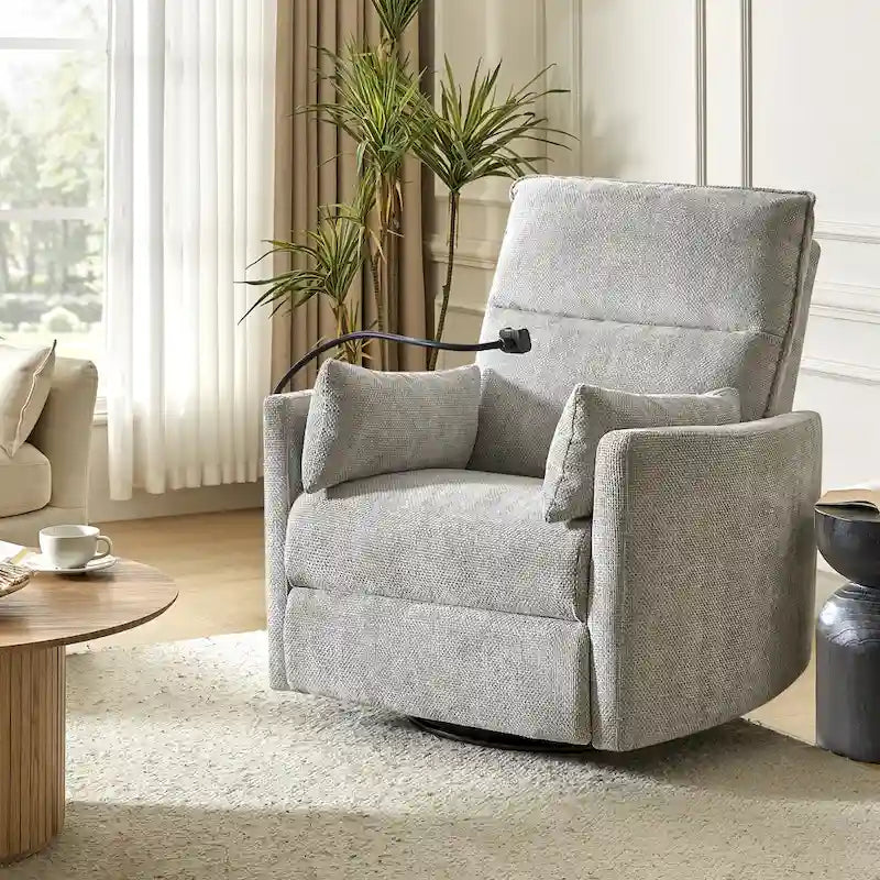 Power Rocking Swivel Nursery Recliner with USB Ports