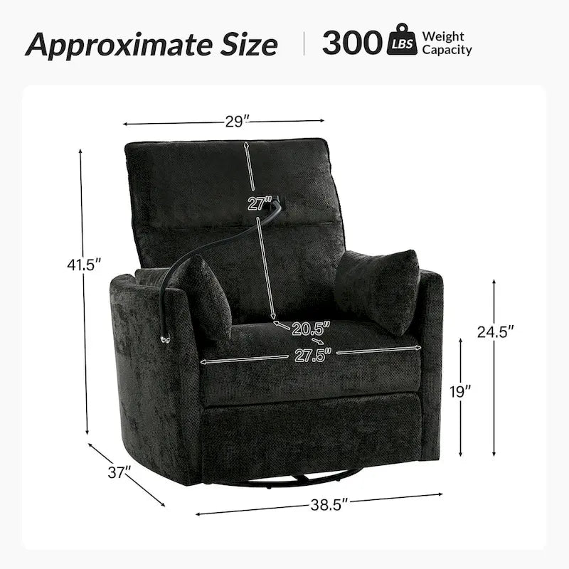 Power Rocking Swivel Nursery Recliner with USB Ports