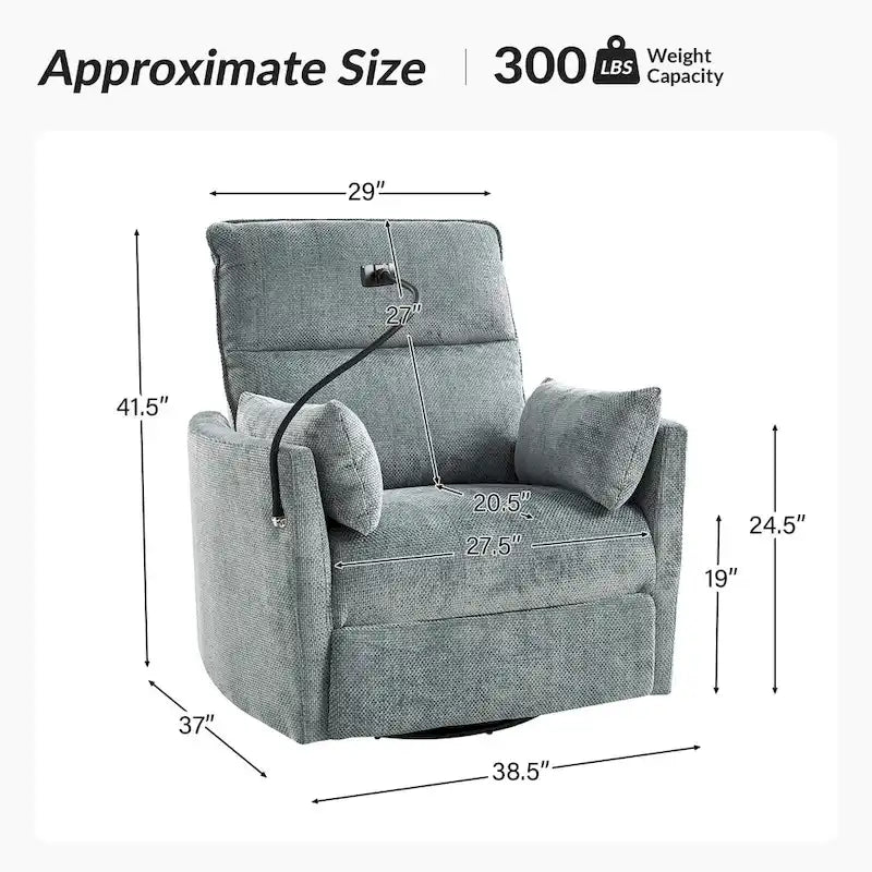 Power Rocking Swivel Nursery Recliner with USB Ports