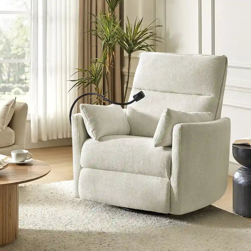Power Rocking Swivel Nursery Recliner with USB Ports