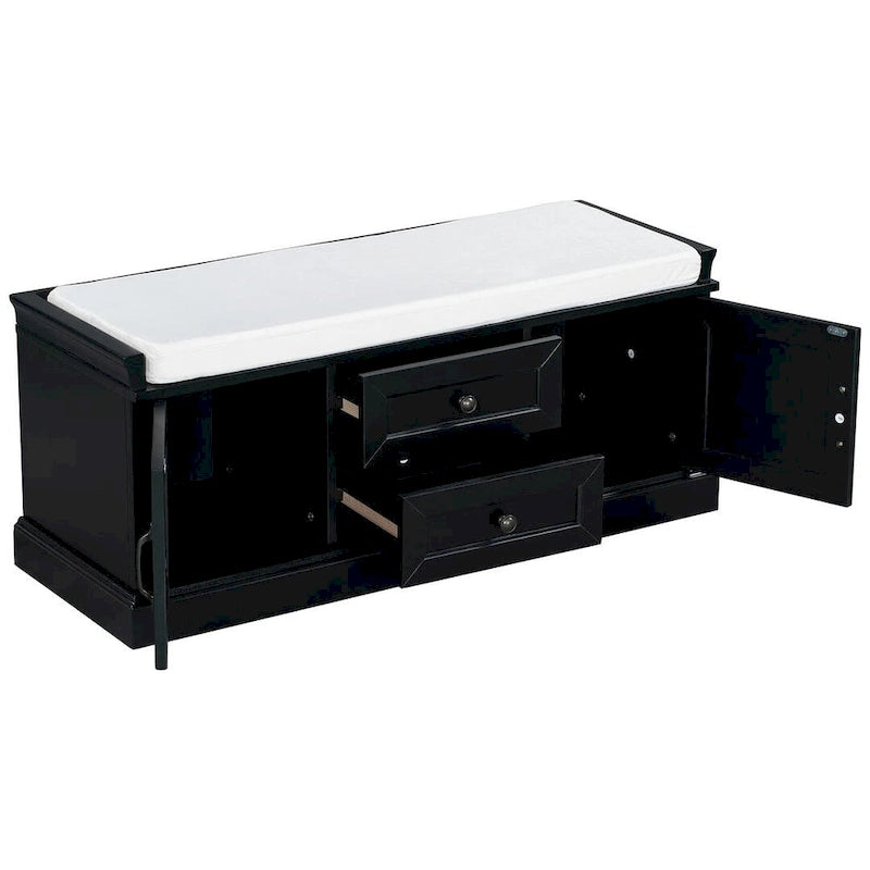 Storage Bench Shoe Bench with Removable Cushion for Living Room