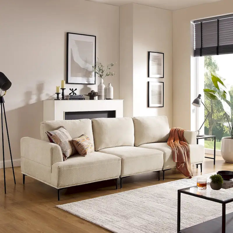 100.7" Wide Upholstered Sofa with Sliding Backrest