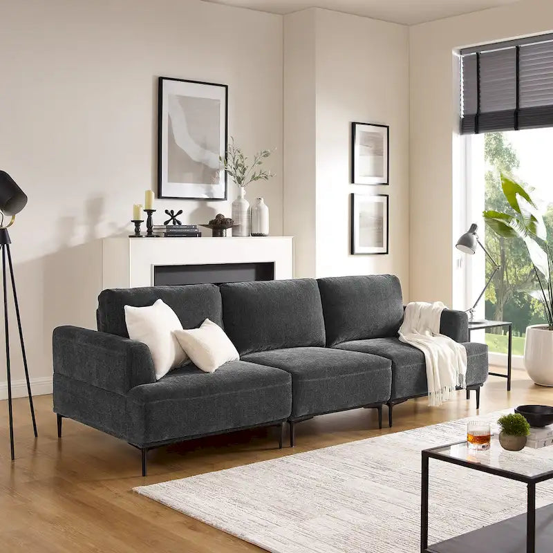 100.7" Wide Upholstered Sofa with Sliding Backrest