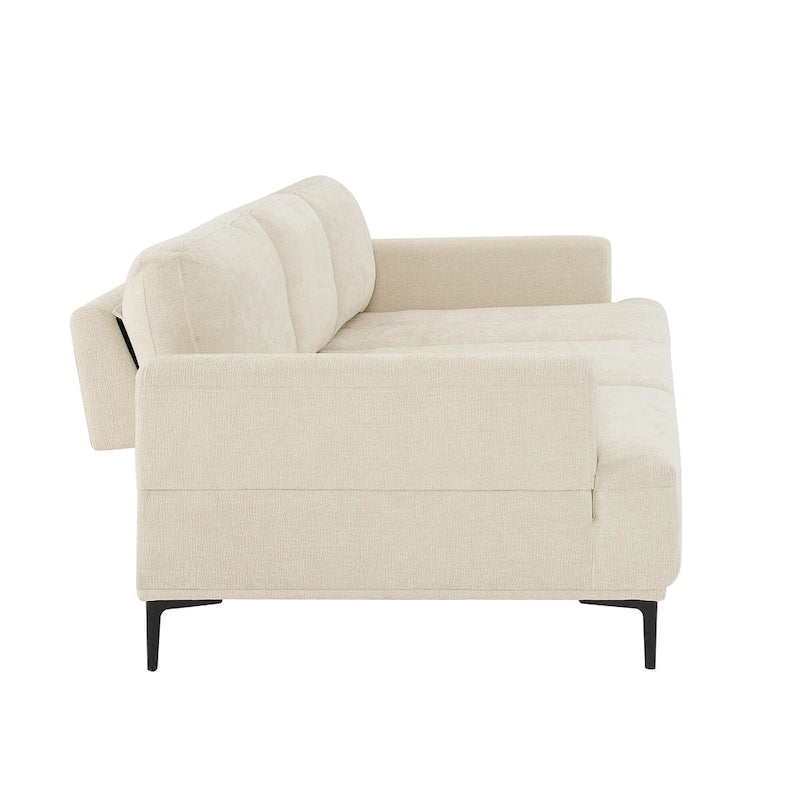 100.7" Wide Upholstered Sofa with Sliding Backrest