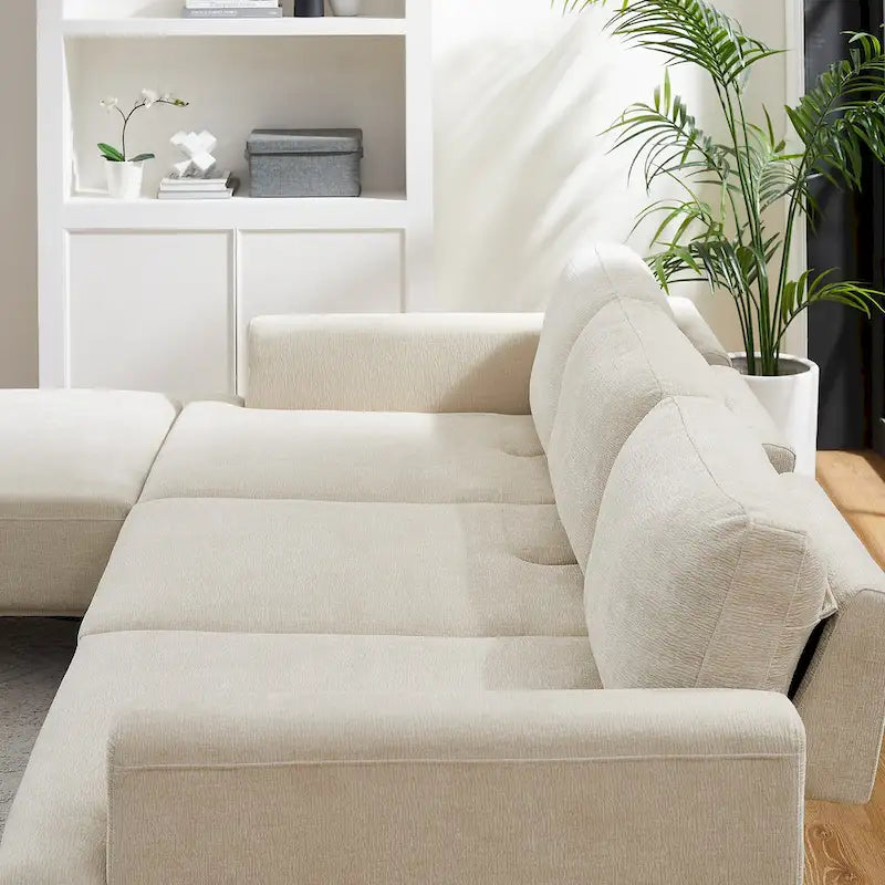 100.7" Wide Upholstered Sofa with Sliding Backrest