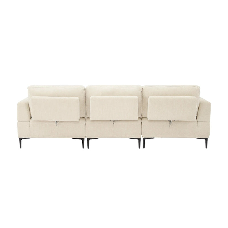 100.7" Wide Upholstered Sofa with Sliding Backrest