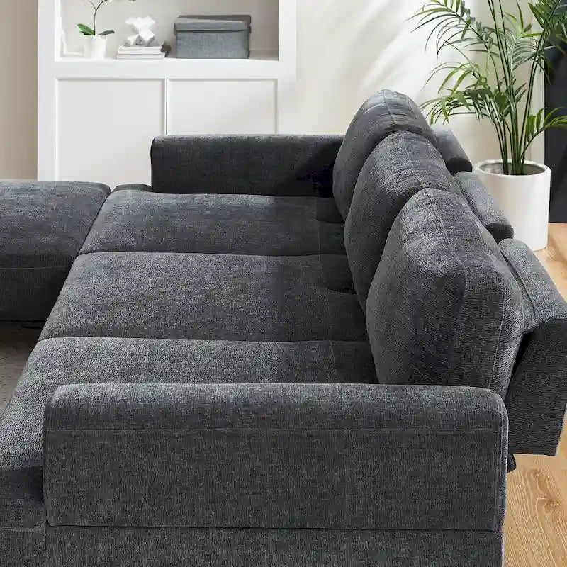100.7" Wide Upholstered Sofa with Sliding Backrest