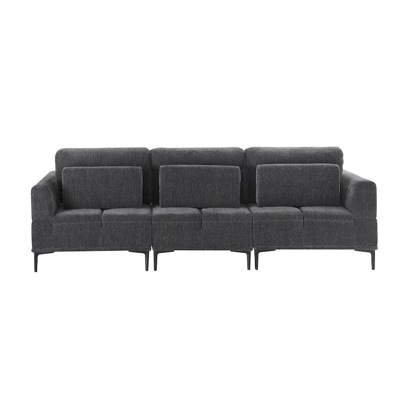 100.7" Wide Upholstered Sofa with Sliding Backrest