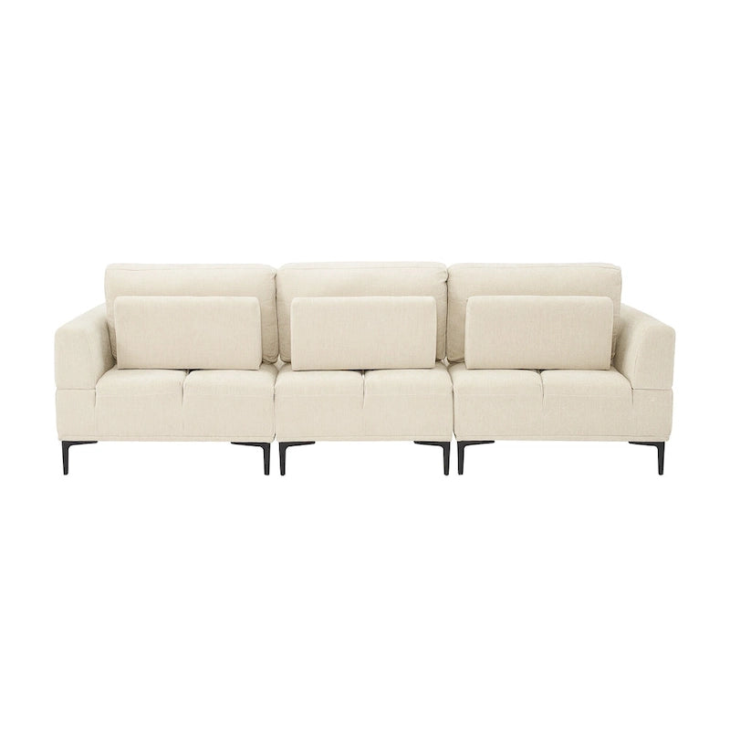 100.7" Wide Upholstered Sofa with Sliding Backrest