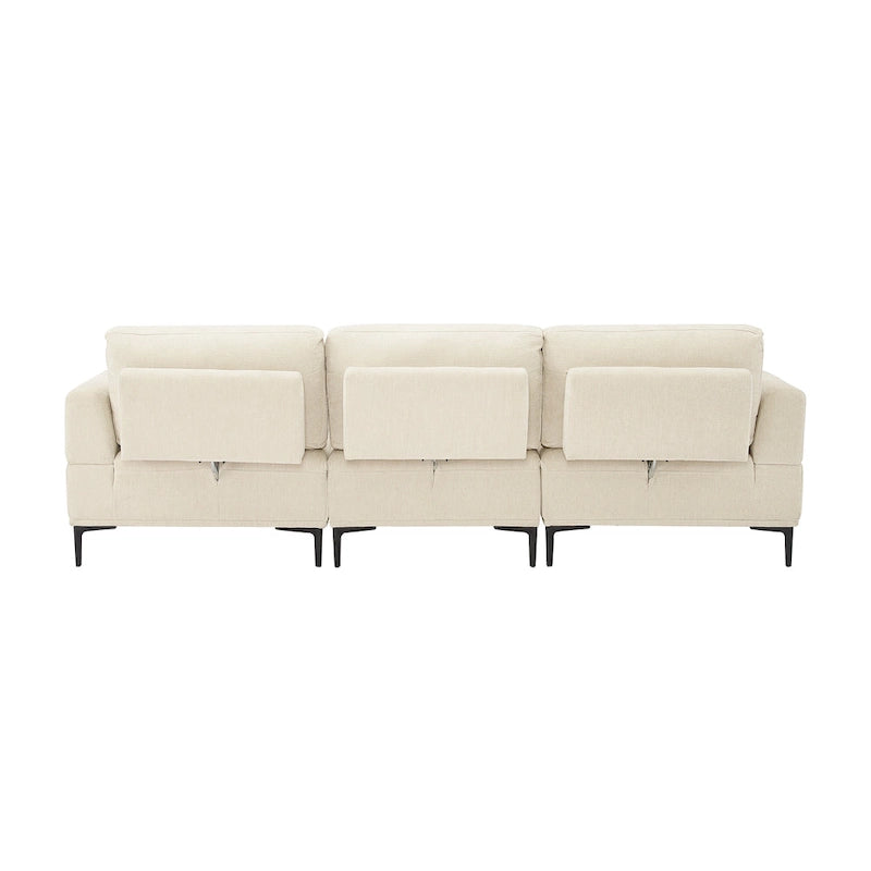100.7" Wide Upholstered Sofa with Sliding Backrest