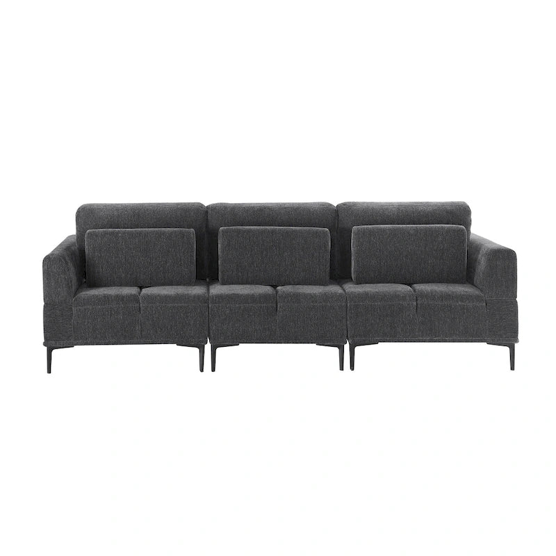 100.7" Wide Upholstered Sofa with Sliding Backrest