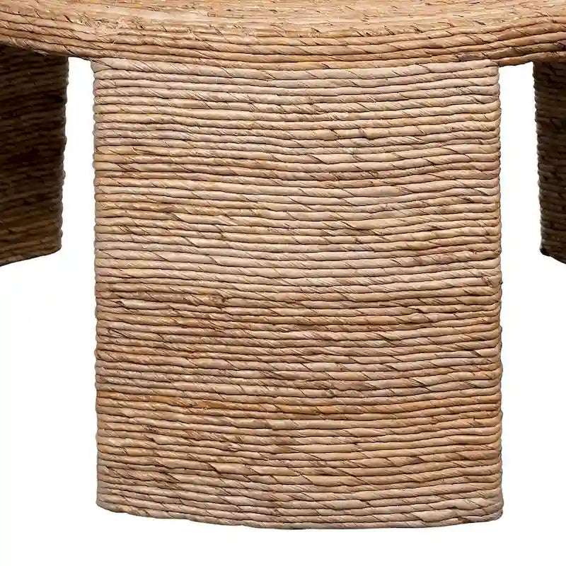 36-Inch Round Coffee Table with Natural Rattan Wrapping