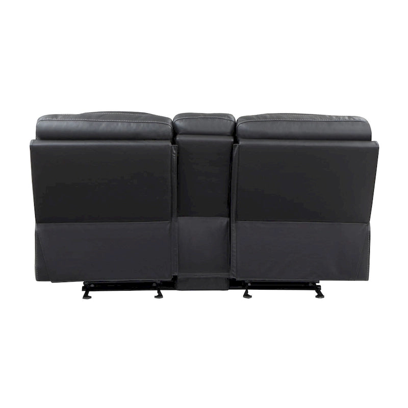77" Manual Recliner Loveseat with Cupholder Console, Gray Faux Leather