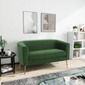 Textured Fabric Loveseat with Gold Legs