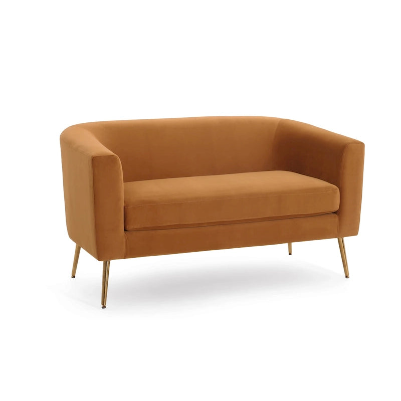 Textured Fabric Loveseat with Gold Legs