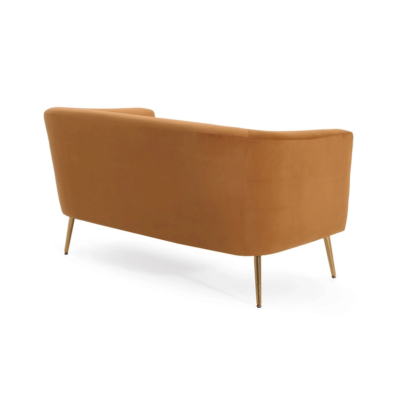 Textured Fabric Loveseat with Gold Legs