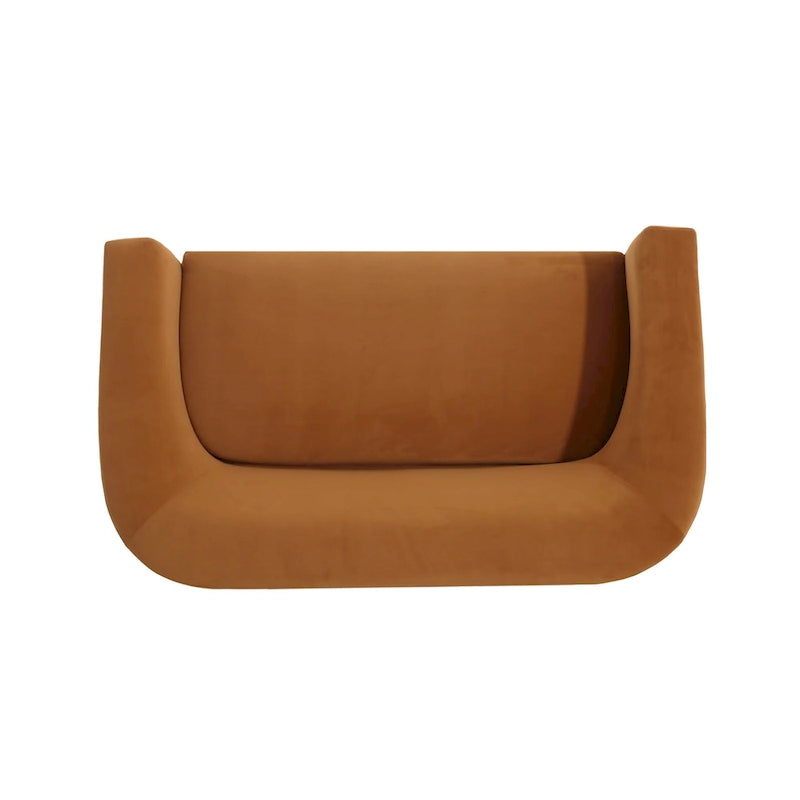 Textured Fabric Loveseat with Gold Legs