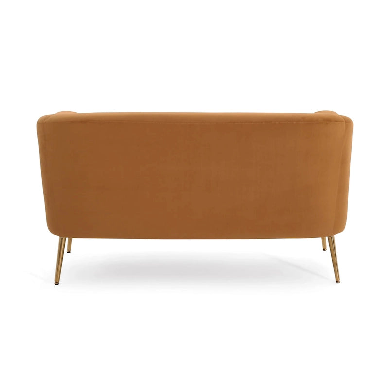 Textured Fabric Loveseat with Gold Legs