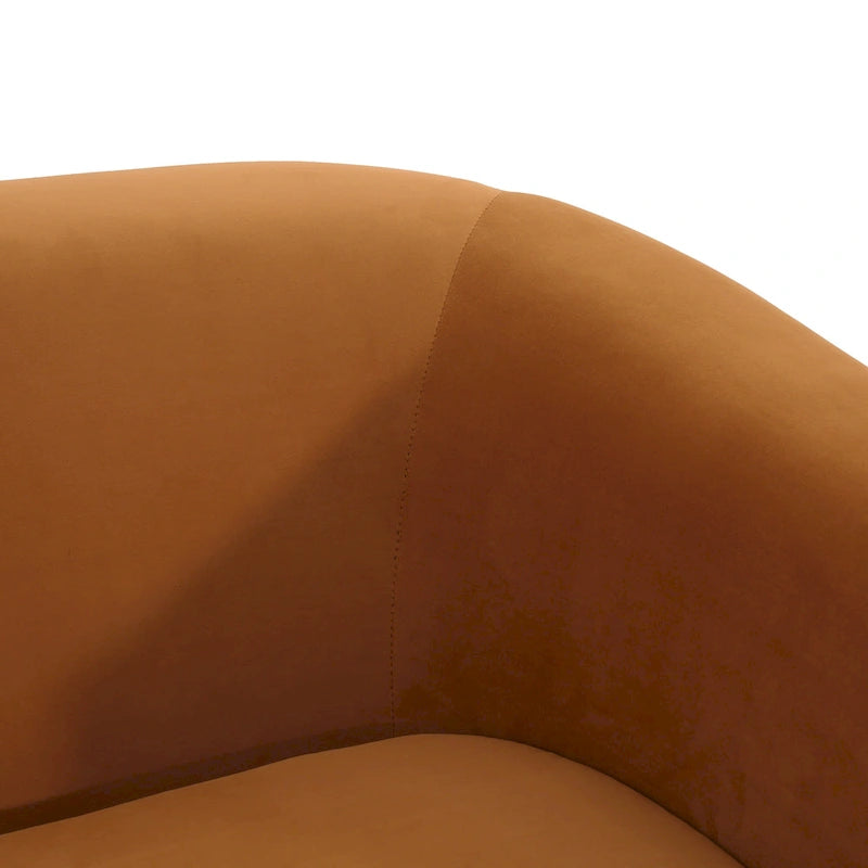 Textured Fabric Loveseat with Gold Legs