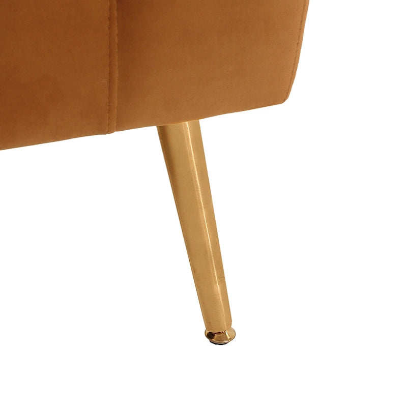 Textured Fabric Loveseat with Gold Legs