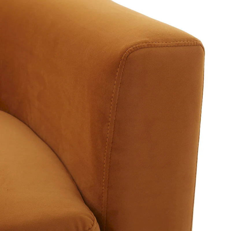 Textured Fabric Loveseat with Gold Legs