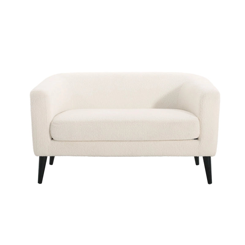 Textured Fabric Loveseat with Gold Legs